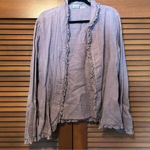 CP Shades Sausalito Mauve Pink Purple 100% Pure Irish Linen Open Front Jacket M